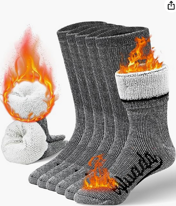 Alvada Mens Merino Wool Crew Socks Thermal and Warm Socks for Winter Work Hiking Running 3 Pairs